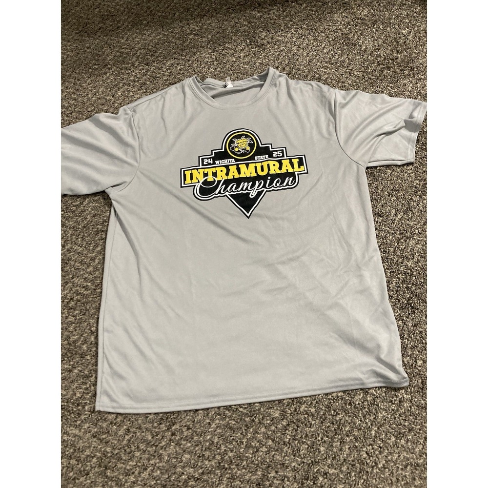 Wichita State Intramural Champion T-Shirt L Gray L2 Sport Athletic Tee WSU
